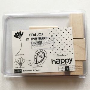 STAMPIN' UP! Stamps Wood Rubber Sets "Polka Dots & Paisley" New, Unmounted 2007